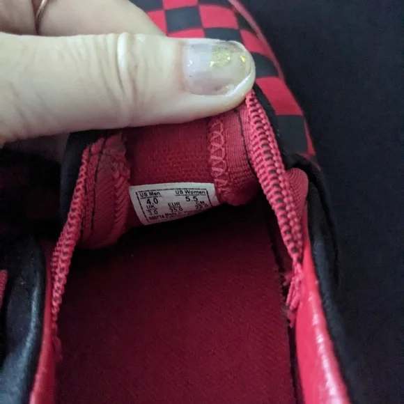Vans Red and Black Checkered Slip-On Shoes - Picture 9 of 9